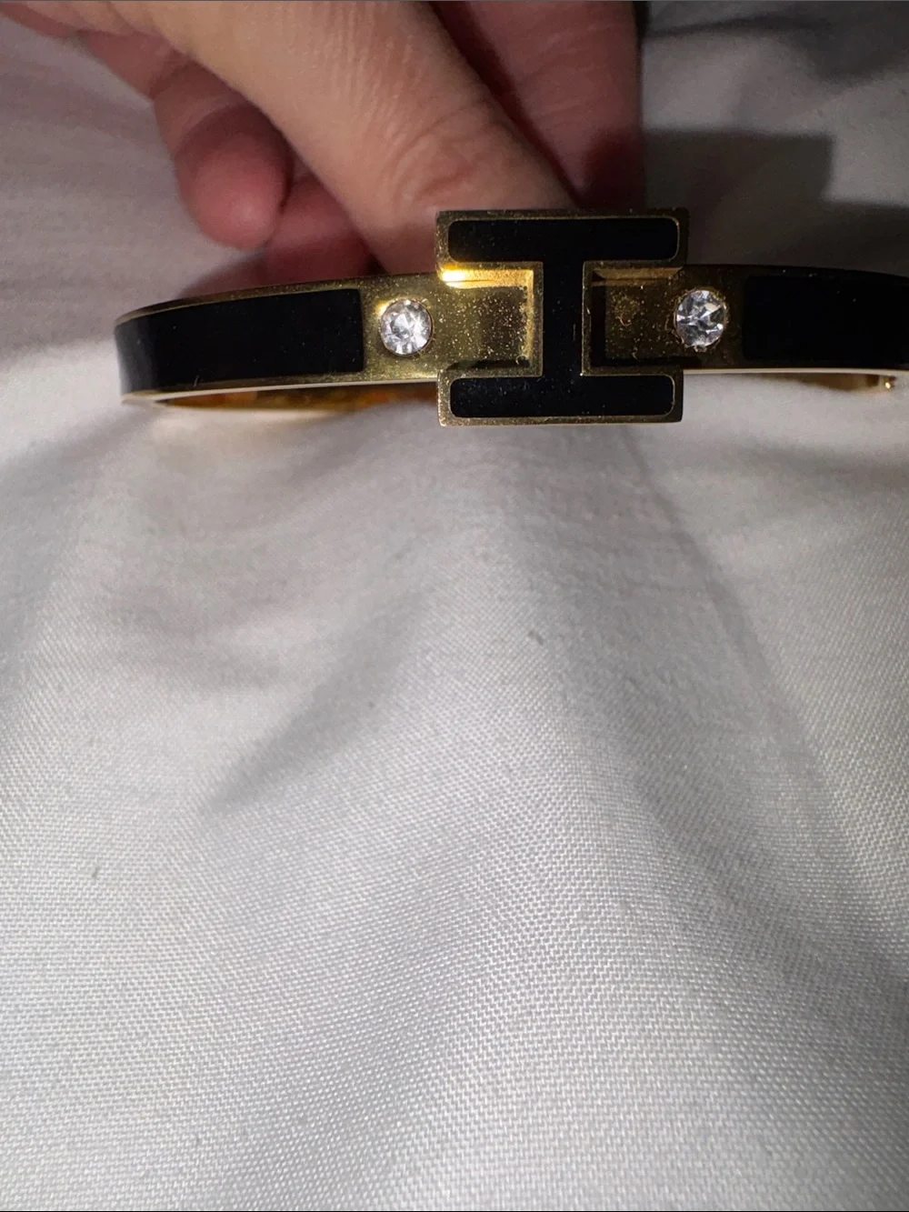 Hermes knock off Gold & Black H Bangle Bracelet - Women Accessories